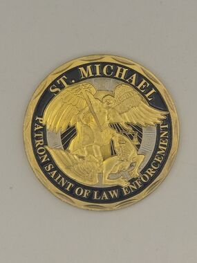 Police St. Michael Commemorative Coin - Gold and Black
